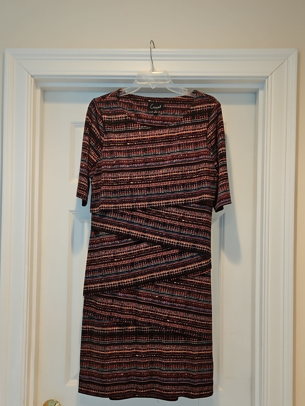 connected apparel Black and Pink Patterned Midi Dress
